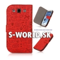 Kožený obal Samsung Galaxy S3 - Cartoon červená