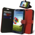 Kožený obal Samsung Galaxy S4 - Carbon Wallet - červená