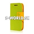 Kožený obal Samsung Galaxy S3 Mini - Wallet zeleno-oranžová