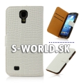 Kožený obal Samsung Galaxy S4 - Croco Wallet - biela