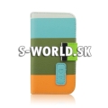 Kožený obal iPhone 5 - Wallet Stripes - khaki
