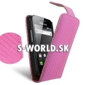 Kožený obal Samsung Galaxy Ace - Carbon Flip - ružová