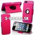 Kožený obal iPhone 5 - Rotate tmavo-ružová