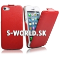 Kožený obal iPhone 5 - Smart Flip - červená