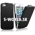 Kožený obal iPhone 5 - Smart Flip - čierna