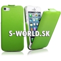 Kožený obal iPhone 5 - Smart Flip - zelená