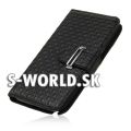 Kožený obal Samsung Galaxy Note II - Grid Weave - čierna