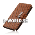 Kožený obal Samsung Galaxy Note II - Grid Weave - hnedá
