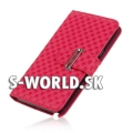 Kožený obal Samsung Galaxy Note II - Grid Weave - ružová