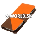 Kožený obal Samsung Galaxy S Duos - Wallet oranžovo-hnedá