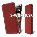 Kožený obal HTC One M7 - Carbon Flip - červená