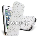Kožený obal iPhone 5 - Flip Diamond - biela
