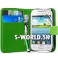 Kožený obal Samsung Galaxy Young - Wallet limetková