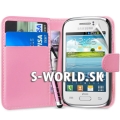 Kožený obal Samsung Galaxy Young - Wallet svetlo-ružová