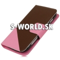 Kožený obal Samsung Galaxy S Duos - Wallet ružovo-hnedá