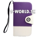 Kožený obal Samsung Galaxy S3 - Wallet bielo-fialová