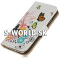 Kožený obal Samsung Galaxy S4 - Wallet Butterfly Swirl
