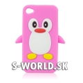 Silikónový obal iPhone 4 - Penguin ružová