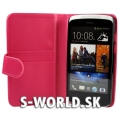 Kožený obal HTC Desire 500 - Wallet - ružová