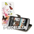 Kožený obal HTC One M8 - Wallet Butterfly Swirl