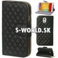 Kožený obal Samsung Galaxy Note III - Wallet Grid - čierna