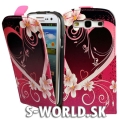 Kožený obal Samsung Galaxy S3 - Flip Love Heart