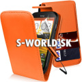 Kožený obal HTC Desire X - Flip oranžová