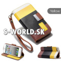 Kožený obal iPhone 4 - Wallet Stripes - coffee