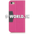 Kožený obal iPhone 5 - Wallet Matt - ružová
