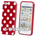 Silikónový obal iPhone 5 - Polka Dots - červená