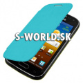 Kožený obal Samsung Galaxy Ace 2 - Flip Cover - svetlo-modrá