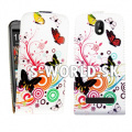 Kožený obal HTC Desire 500 - Flip Butterfly Swirl
