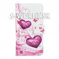 Kožený obal HTC Desire 500 - Wallet Hearts - ružová