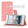 Kožený obal Huawei Ascend G510 - Wallet - svetlo-ružová
