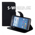 Kožený obal Samsung Galaxy Alpha - Wallet - čierna