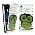 Kožený obal Sony Xperia Z1 - Flip Owl - Design 2