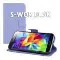 Kožený obal Samsung Galaxy S5 - Wallet - fialová