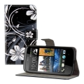 Kožený obal HTC Desire 500 - Wallet Swirl čierna