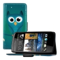 Kožený obal HTC Desire 500 - Wallet Owl Design 1