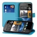 Kožený obal HTC Desire 500 - Wallet - modrá