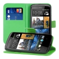 Kožený obal HTC Desire 500 - Wallet - zelená