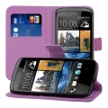 Kožený obal HTC Desire 500 - Wallet - fialová