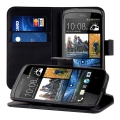 Kožený obal HTC Desire 500 - Wallet - čierna