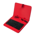 Univerzálny kožený obal BLUN s klávesnicou s micro/mini USB pre 7“ tablety - červená