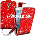 Kožený obal Samsung Galaxy S IV Mini - Diamond Flip - červená