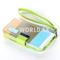 Kožený obal iPhone 4 / 4S - Wallet Stripes - khaki