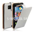Kožený obal Samsung Galaxy S II - Carbon Flip - strieborná