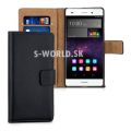 Kožený obal Huawei P8 Lite - Wallet - čierna