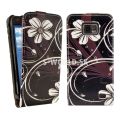 Kožený obal Samsung Galaxy S II - Flip Swirl čierna