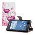Kožený obal Samsung Galaxy S II - Wallet Hearts ružová